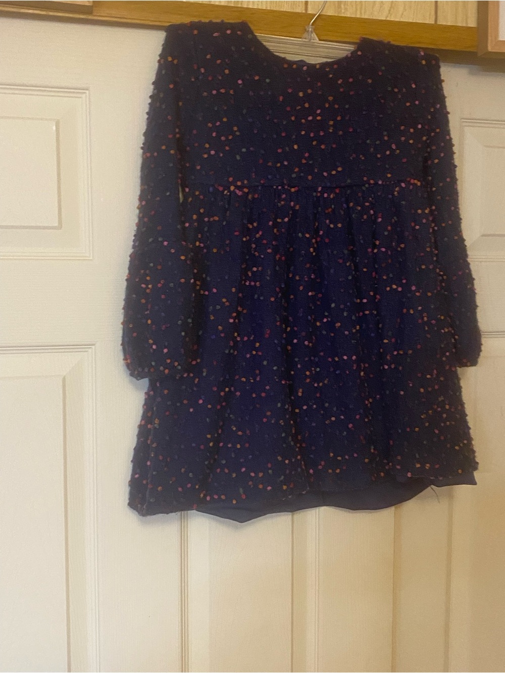 Bonnie Jean Navy Dress with Pink and Orange Dot Accents